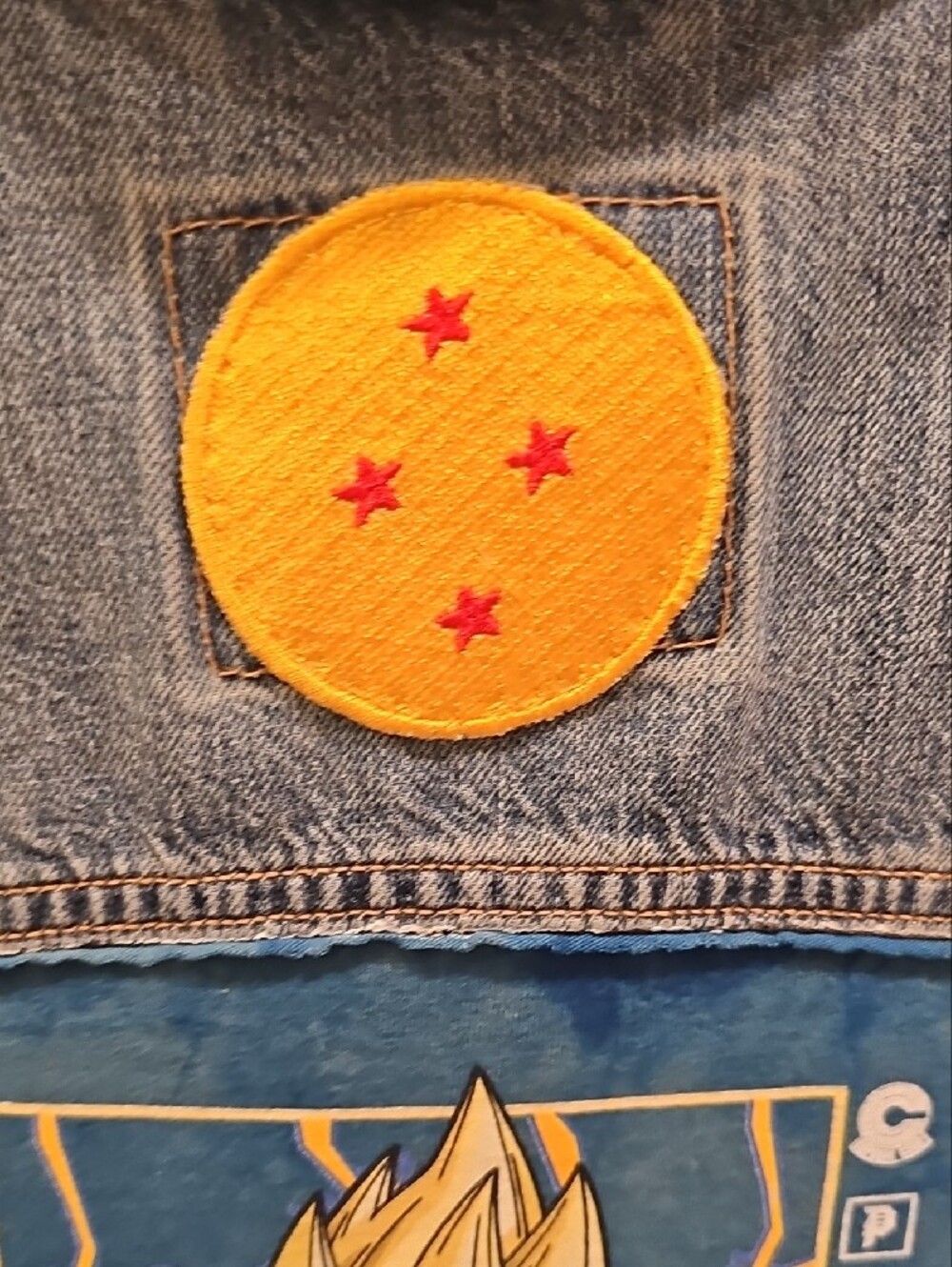 Light Blue Denim Vest with Patches -DBZ Men's Sleeveless Jacket - Picture 7 of 8